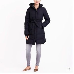 J. Crew Factory Long belted puffer jacket